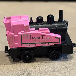 Vintage Pull n Go Die-Cast Pink Locomotive Mini Toy Train